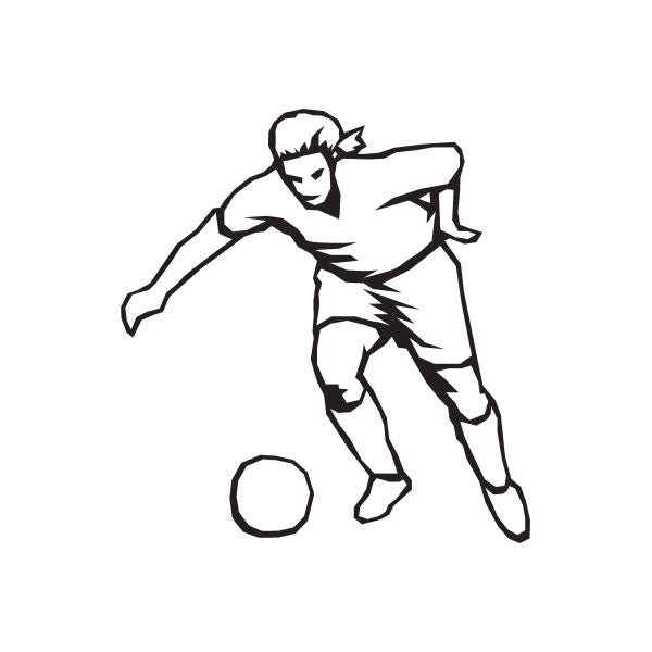 Black soccer player and ball vinyl wall decal sticker