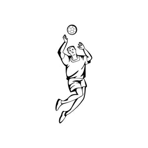Soccer player wall decal: black outline of kicking child with soccer ball
