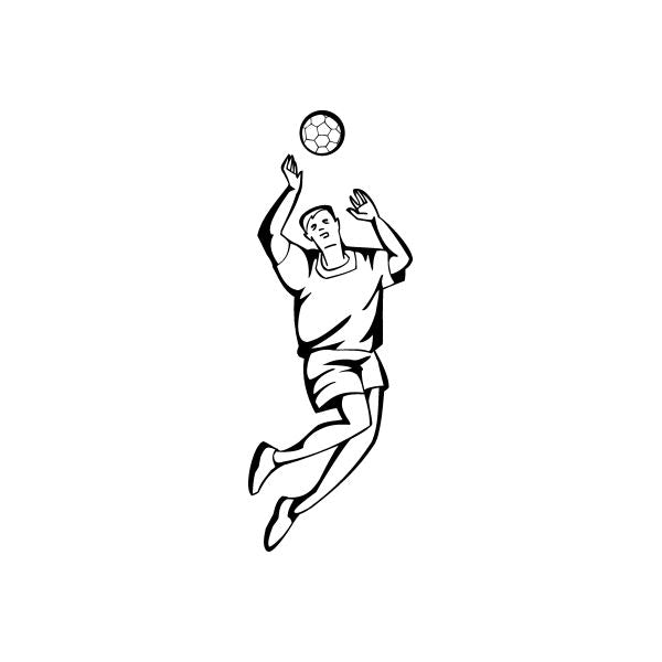 Soccer player wall decal: black outline of kicking child with soccer ball