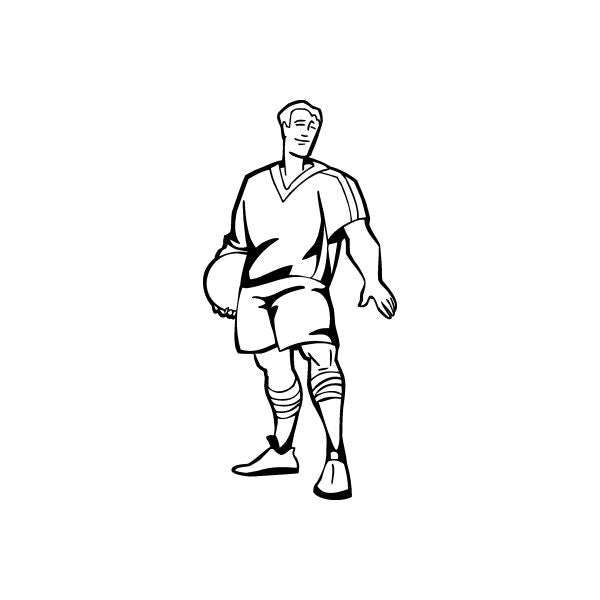 Soccer player wall decal vinyl sticker, black outline figure