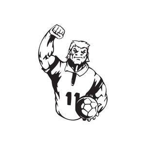 Soccer wall decal: black-and-white player holding a raised fist and soccer ball