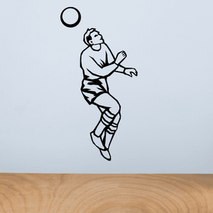 Soccer player wall decal vinyl sticker, black outline action pose