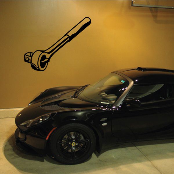 Socket wrench decal graphic, black wrench icon on car hood