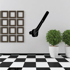 Black socket wrench silhouette wall decal