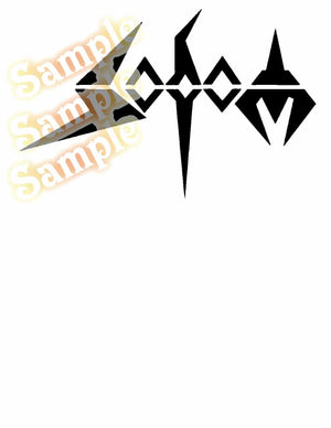 Sodom Decal: black jagged symbol graphic sticker