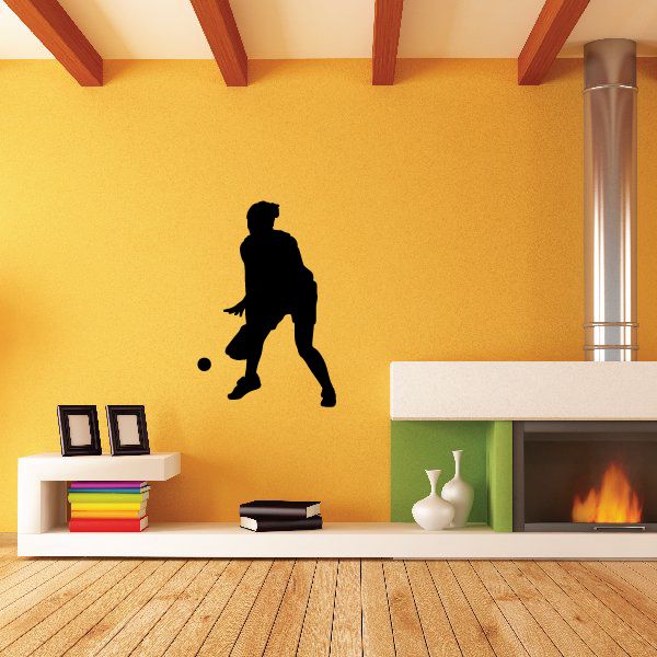 Softball outfielder silhouette wall decal, black player running with ball and glove