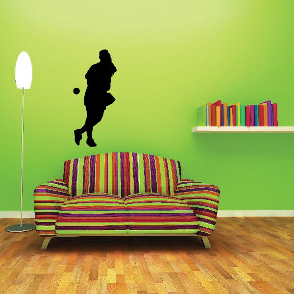 Black softball player shortstop decal silhouette