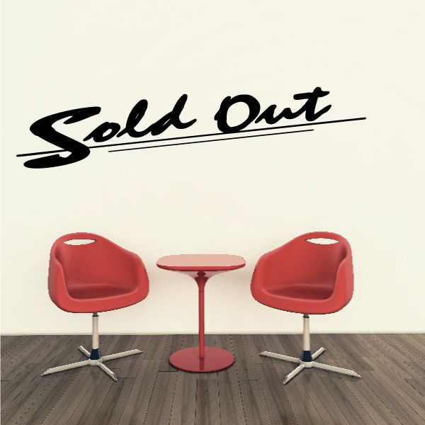 Sold Out vinyl wall decal with two red chairs and round table icon