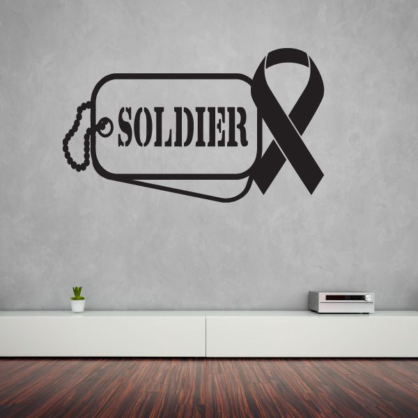 Image of Soldier Dog Tag with Ribbon Decal