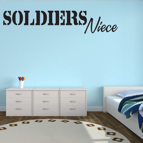 Soldiers niece wall decal: black SOLDIERS text with script Niece