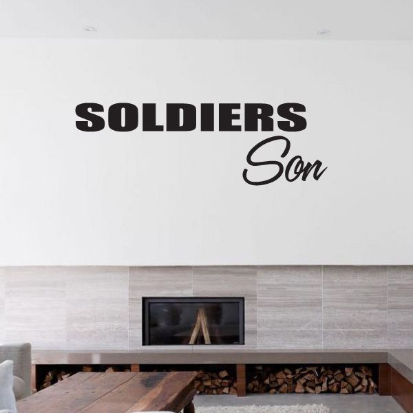 Car decal with "SOLDIERS" and "Son" text in black, cursive script