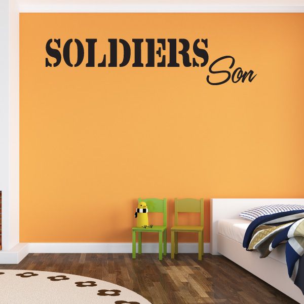 Typography wall decal reading SOLDIERS and Son
