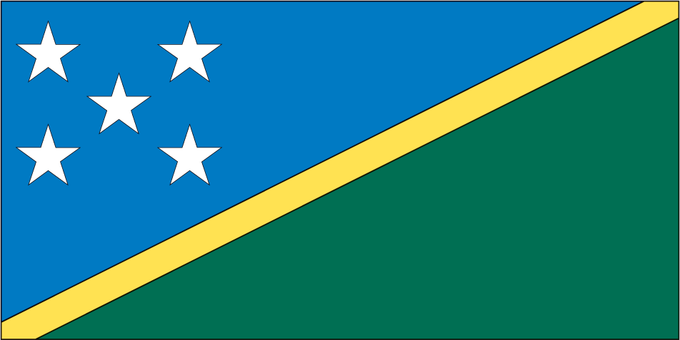 Solomon Islands flag sticker with blue, green, and gold diagonal stripe and white stars