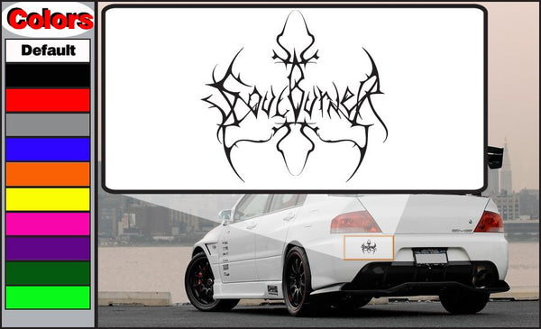 Soul burner decal, black skull-and-flames graphic