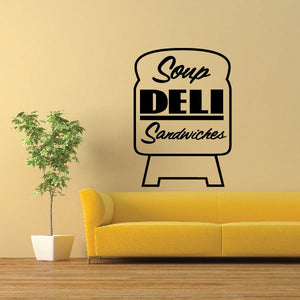 Soup deli sandwiches wall decal in black outline with script text