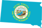 South Dakota state flag sticker with circular seal on blue state outline