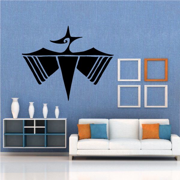 Southwestern abstract bird wall decal with star-like accents in black
