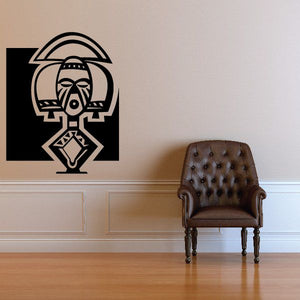 Southwestern ceremonial doll decal with black-and-white graphic outline and geometric patterns