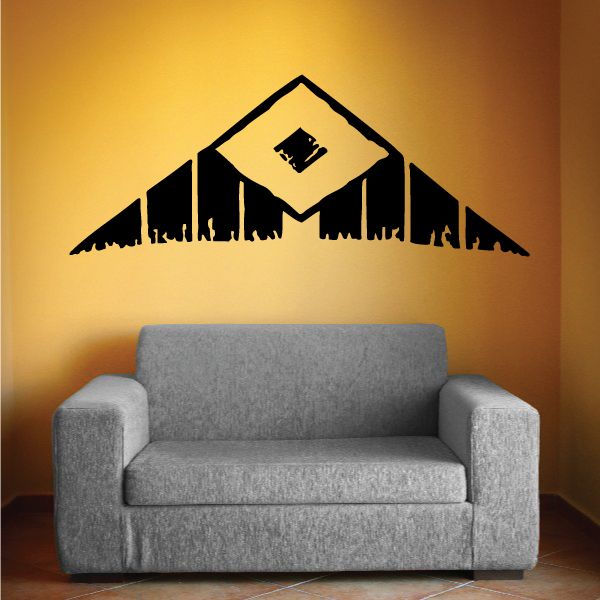 Black southwestern eye temple wall decal with diamond and temple silhouette graphic