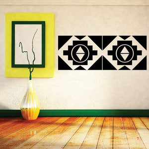 Southwestern geometric border decal with black-and-white medallion pattern
