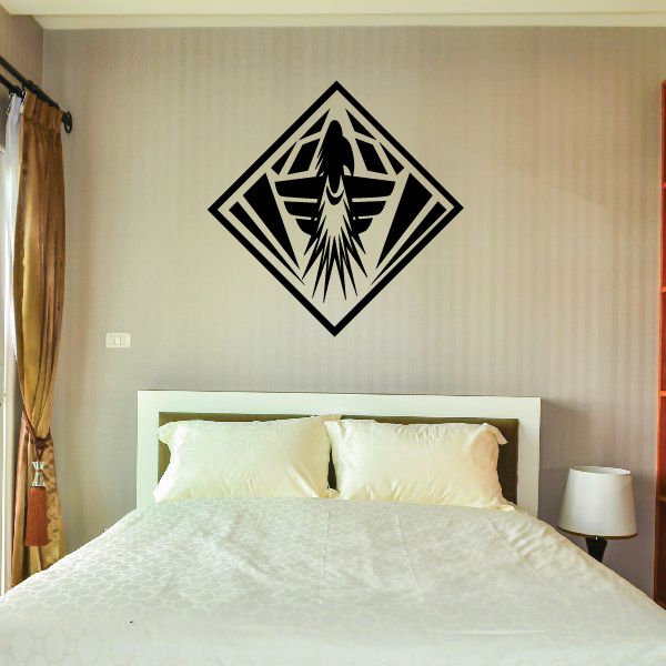 Southwestern phoenix wall decal: black diamond with stylized bird emblem