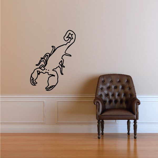 Outline scorpion wall decal with southwestern-style decorative lines