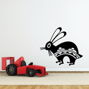 Black and white rabbit wall decal with Southwestern tribal patterns