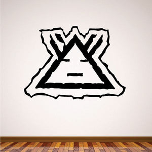Southwestern triangle face decal with bold black outlines and striped accents