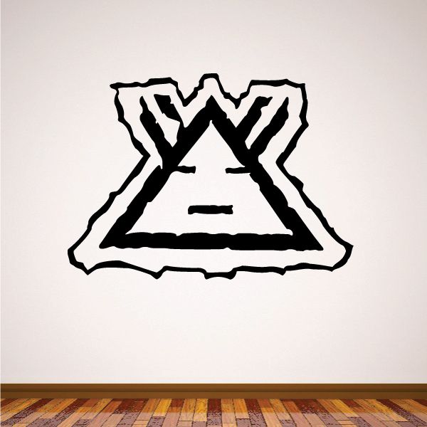 Southwestern triangle face decal with bold black outlines and striped accents