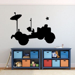 Space rover wall decal silhouette with star details