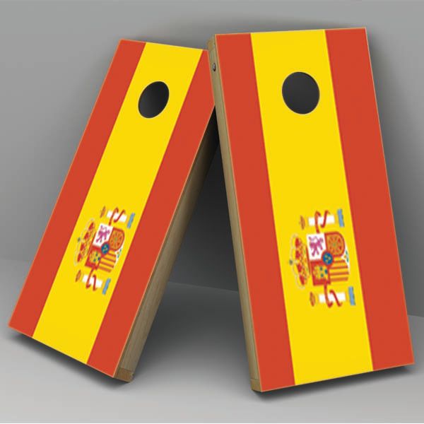 Spain Flag Cornhole Board Vinyl Decal Wrap