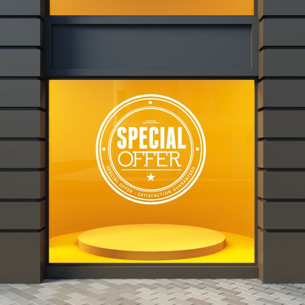 White circular “SPECIAL OFFER” wall decal with border and small stars