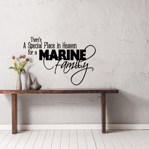 Marine family wall decal with “Special Place in Heaven” and MARINE script lettering