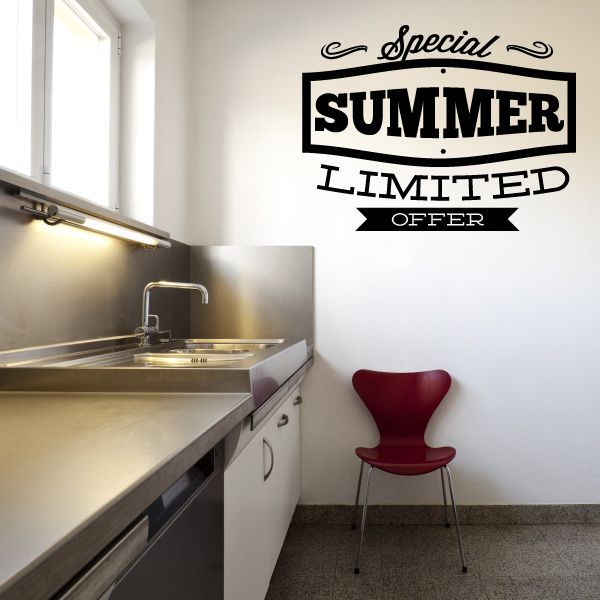 Summer limited offer wall decal with bold black and white lettering