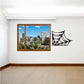 Spider web fringe wall decal, black outline with hanging strand web shape