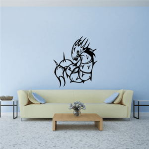 Black spiky caterpillar wall decal in tribal cartoon style