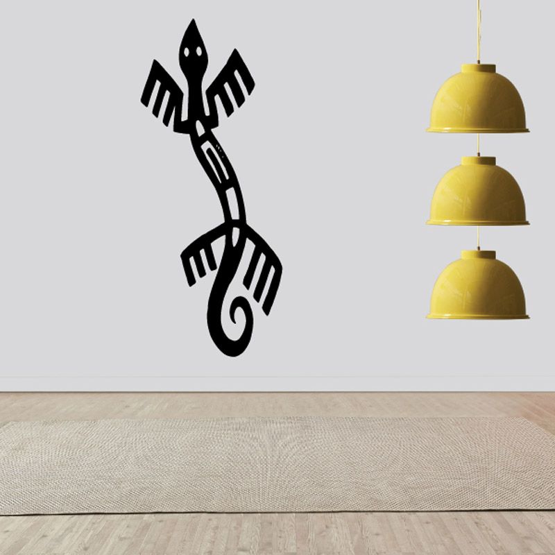 Native flying serpent wall decal, black tribal design