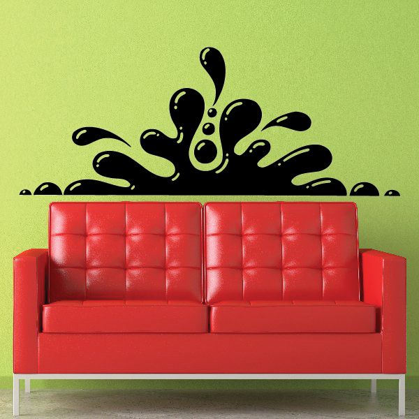 Black splash wall decal with dripping droplet shapes, vinyl sticker for walls