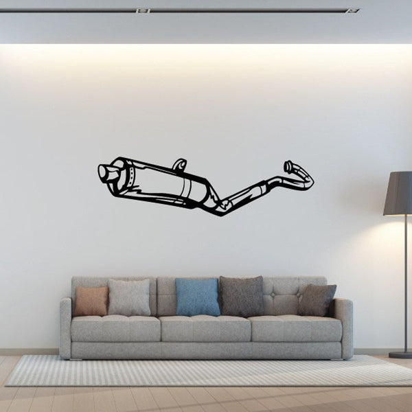 Motorcycle exhaust decal sticker with black line art sport bike exhaust silhouette