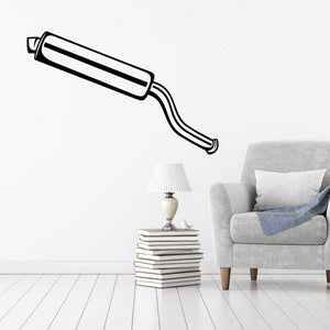 Motorcycle exhaust decal with black pipe and curved silencer graphic