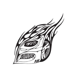 Front fender flames car decal with black flame graphic