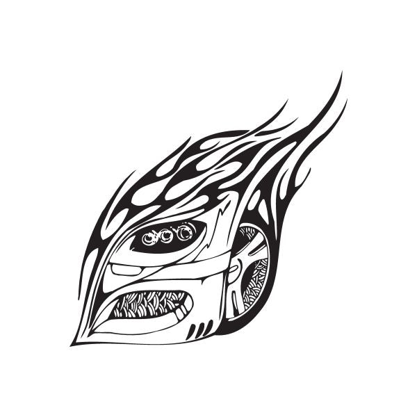 Front fender flames car decal with black flame graphic