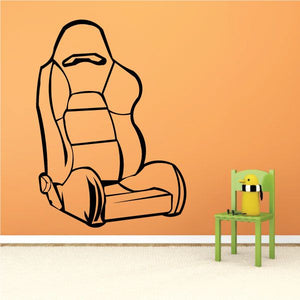 Sports car seat decal: black outlined bucket seat design
