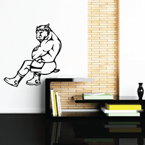 Sports mascot wall decal vinyl sticker with bold black outlined player figure