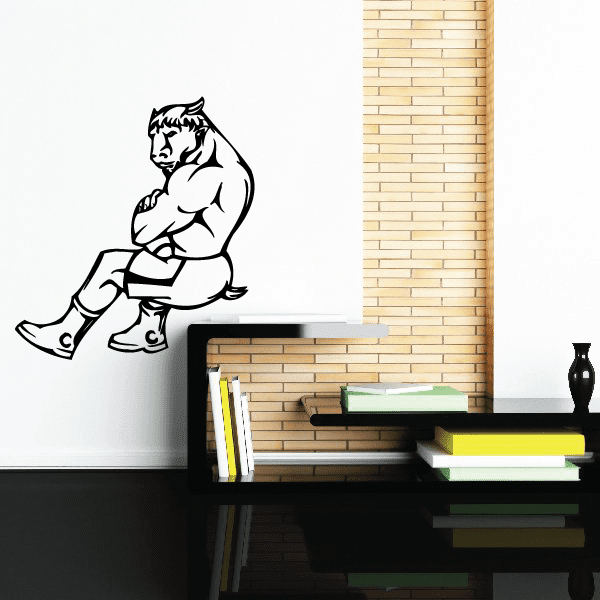 Sports mascot wall decal vinyl sticker with bold black outlined player figure