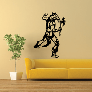 Sports mascot wall decal, black shouting mascot figure holding a megaphone