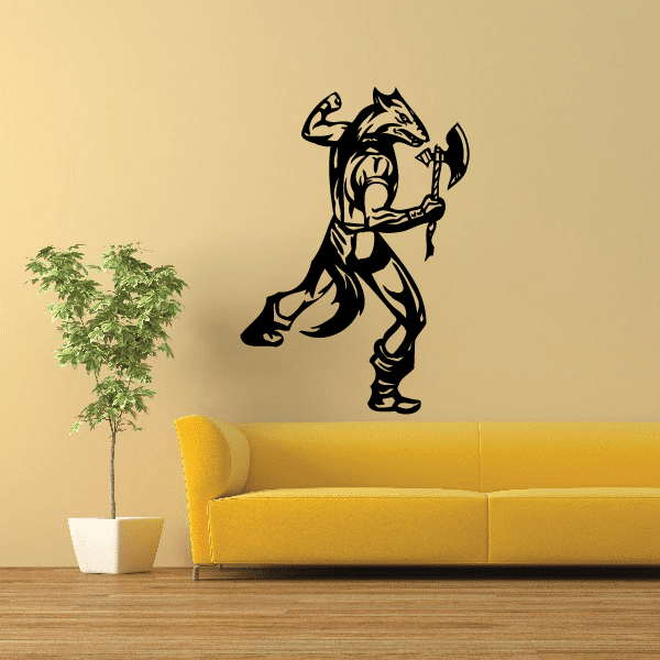 Sports mascot wall decal, black shouting mascot figure holding a megaphone