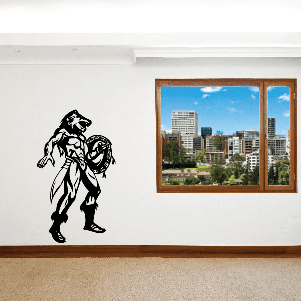 Sports mascot wall decal, black vinyl silhouette with megaphone