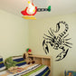 Black scorpion wall decal with spread claws and raised tail
