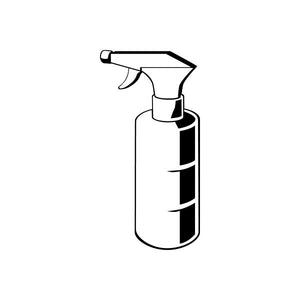 Handheld spray bottle with trigger nozzle, white with black accents